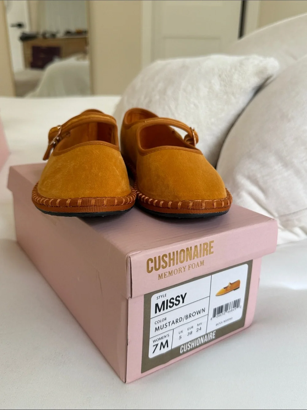 BRAND NEW Cushionaire Mary Jane Flats in Mustard Yellow